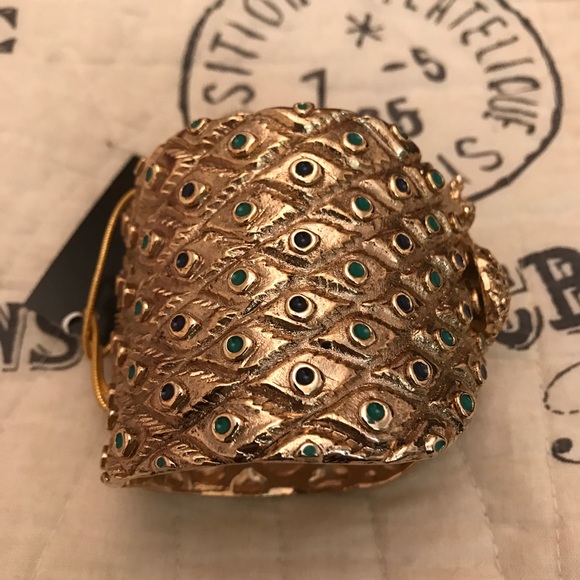 SOLD Designer peacock multi stone hinged bracelet - Picture 6 of 8